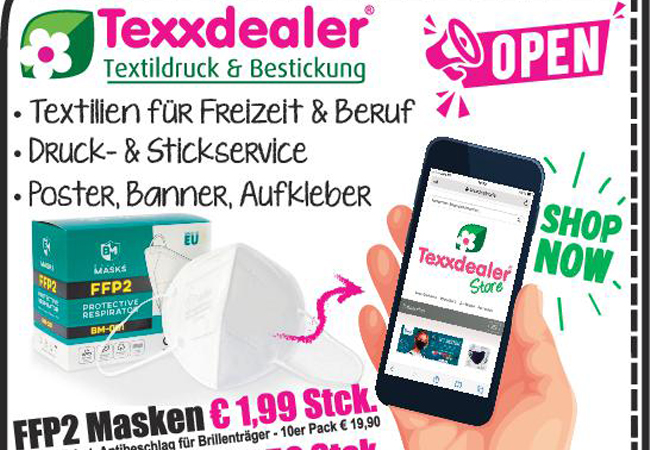 FFP2-Maske für 1,99 Euro pro Stück: Texxdealer bietet kostenlosen Lieferservice innerhalb von Dinklage
